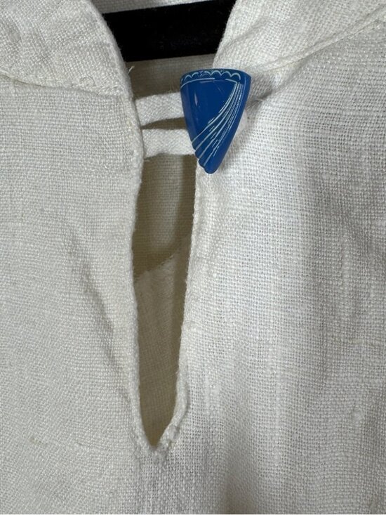 Vintage Harve Benard Linen Dress Cream Embroidered Midi Minimalist Casual - Picture 4 of 16